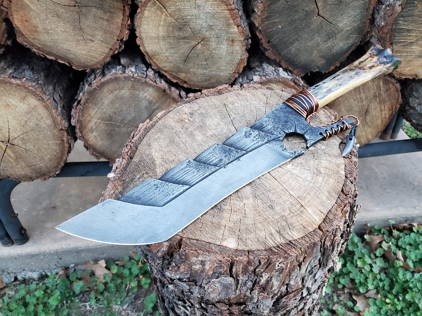 The Fantasy Challenge Knife! 5160 blade with bone handle!