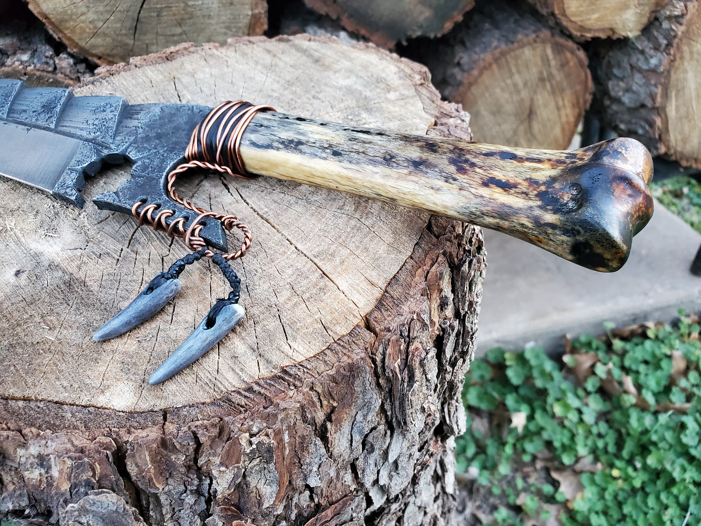 The Fantasy Challenge Knife! 5160 blade with bone handle!