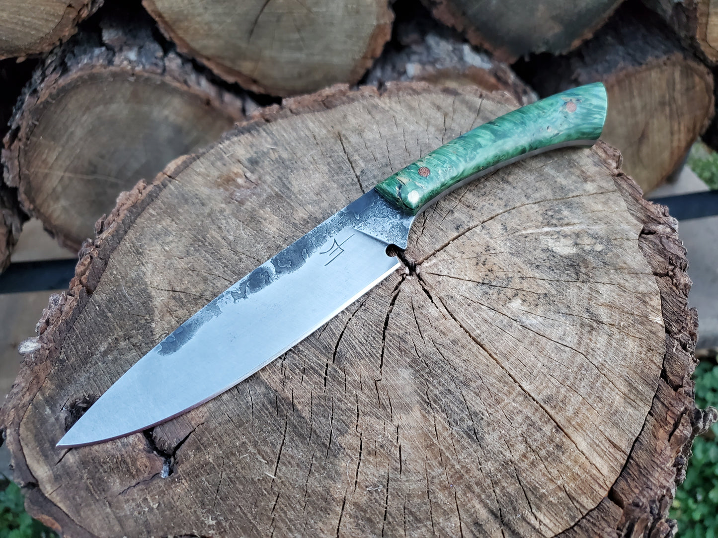 Forged 80CRV2 Camp Knife with Beautiful Stabilized Handle Scales!