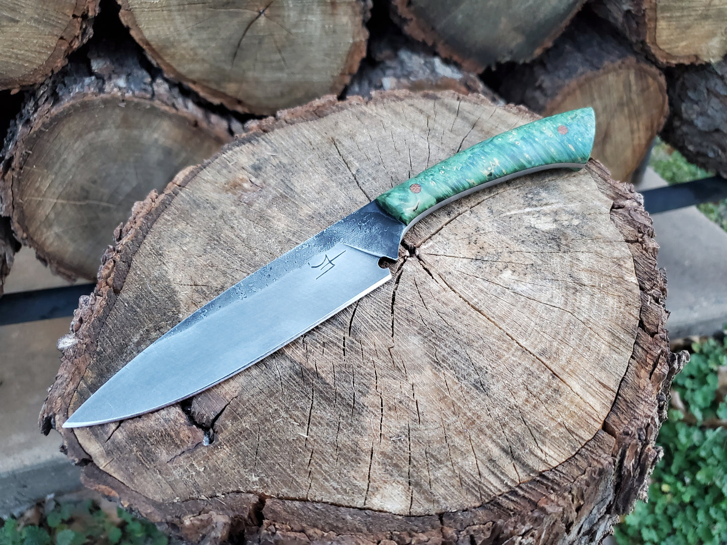 Forged 80CRV2 Camp Knife with Beautiful Stabilized Handle Scales!