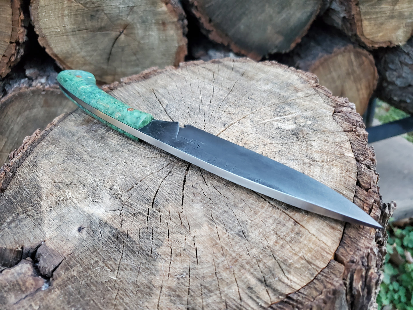 Forged 80CRV2 Camp Knife with Beautiful Stabilized Handle Scales!