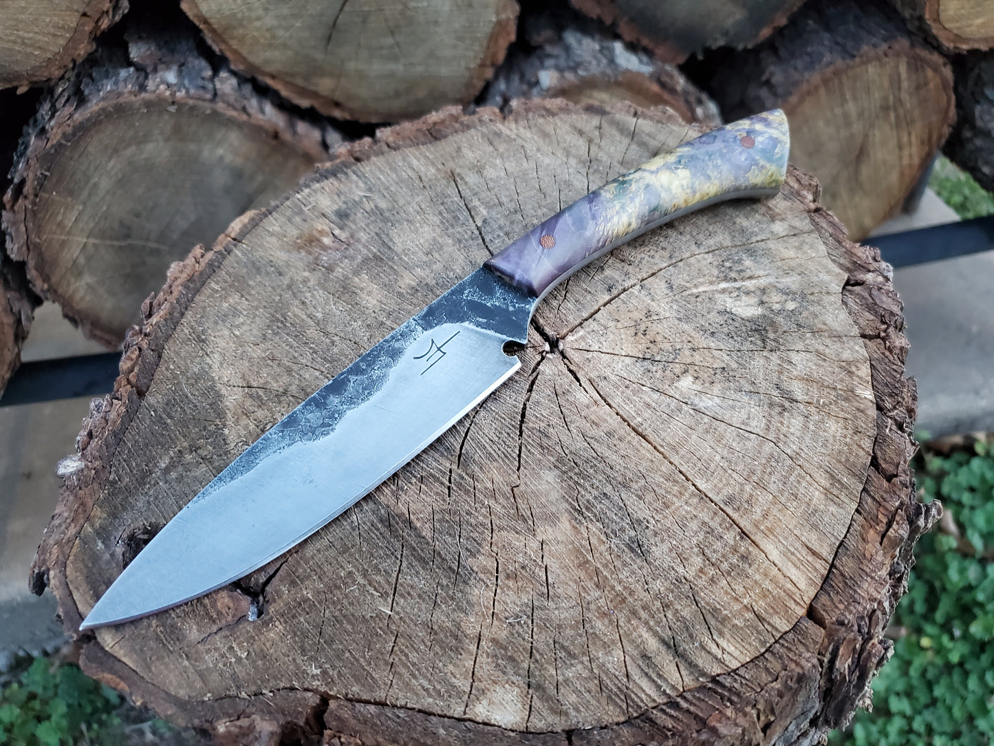 Forged 80CRV2 Camp Knife with Beautiful Stabilized Handle Scales!