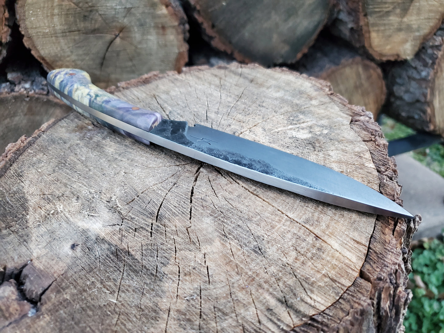 Forged 80CRV2 Camp Knife with Beautiful Stabilized Handle Scales!