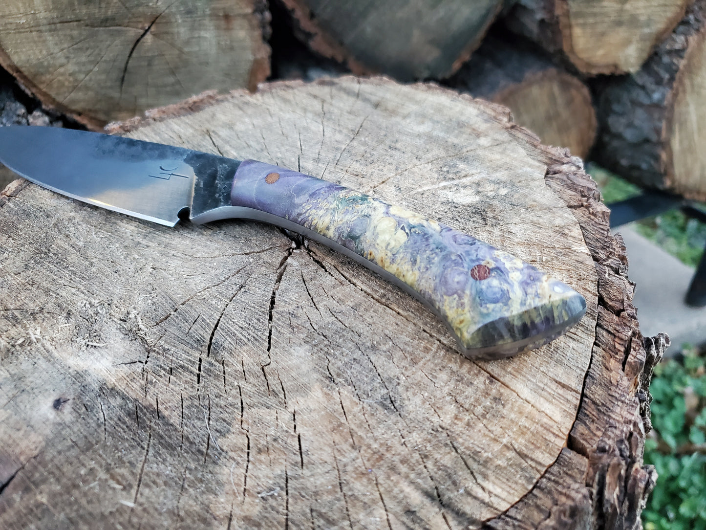 Forged 80CRV2 Camp Knife with Beautiful Stabilized Handle Scales!