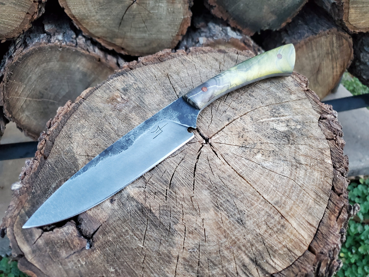 Forged 80CRV2 Camp Knife with Beautiful Stabilized Handle Scales!