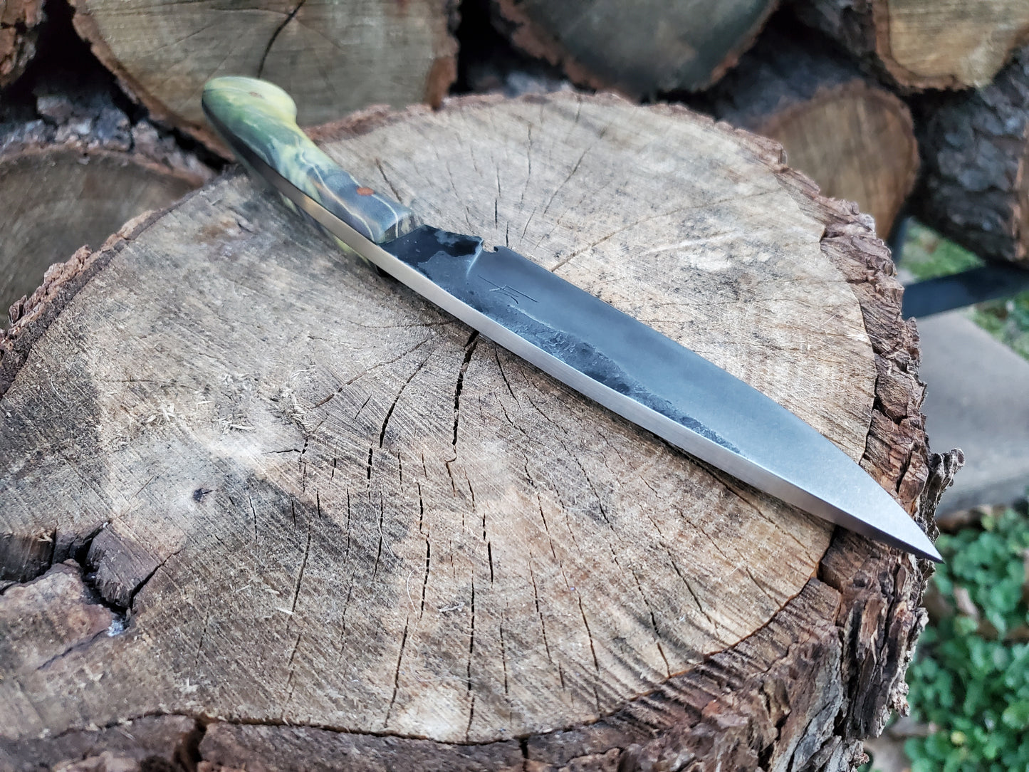 Forged 80CRV2 Camp Knife with Beautiful Stabilized Handle Scales!