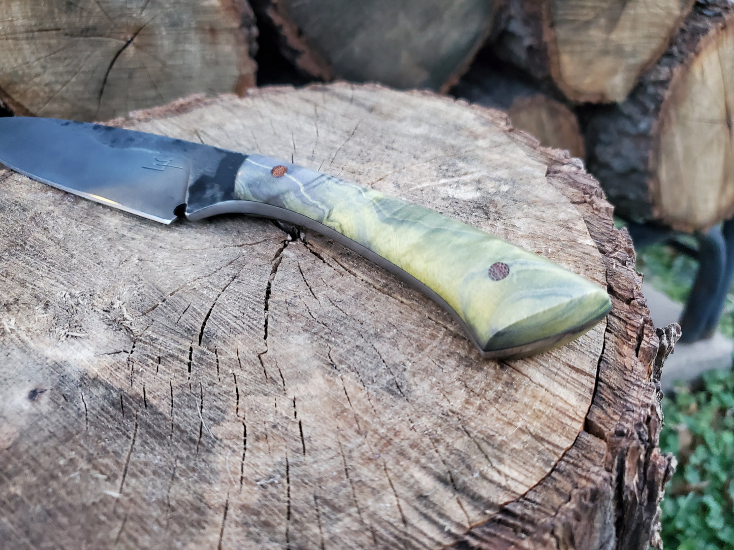 Forged 80CRV2 Camp Knife with Beautiful Stabilized Handle Scales!