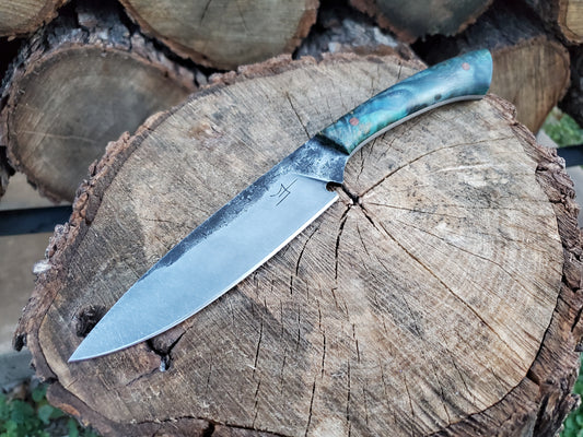 Forged 80CRV2 Camp Knife with Beautiful Stabilized Handle Scales!