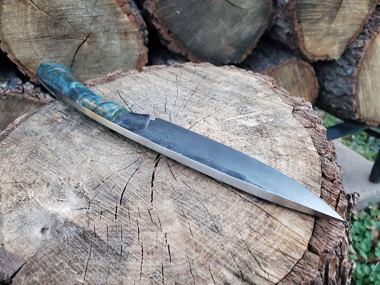 Forged 80CRV2 Camp Knife with Beautiful Stabilized Handle Scales!