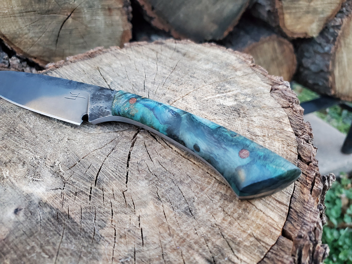 Forged 80CRV2 Camp Knife with Beautiful Stabilized Handle Scales!