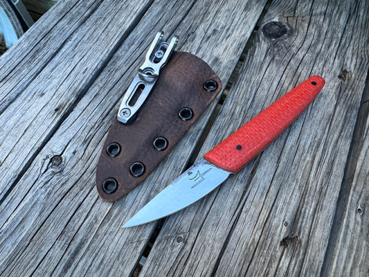 Farmers Market Blade in Redish/Orange Burlap Micarta