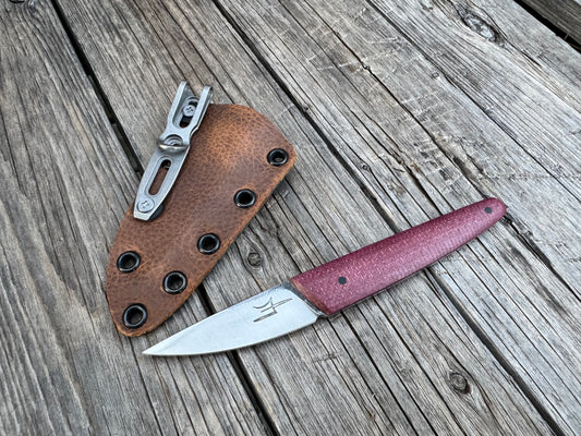 Farmers Market Blade with Burgundy Micarta Scales and Sheath