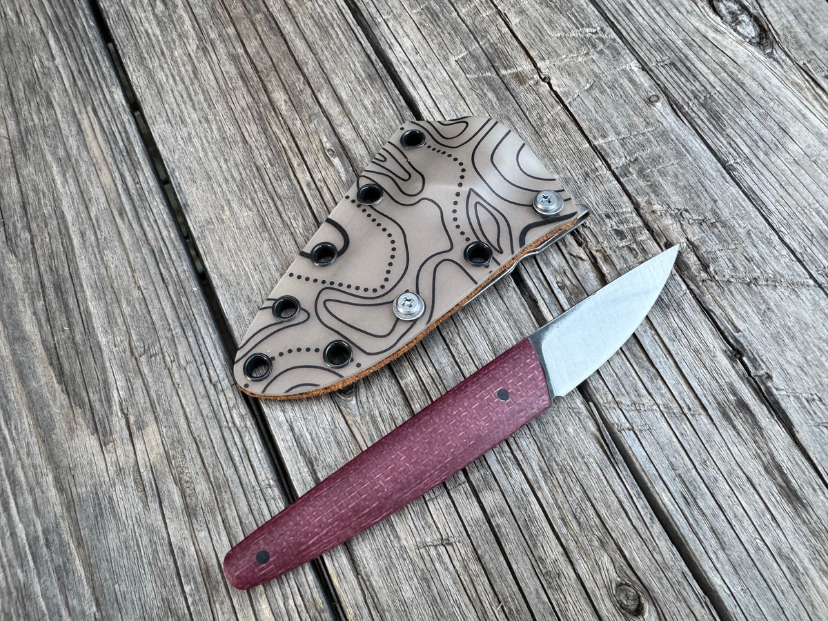 Farmers Market Blade with Burgundy Micarta Scales and Sheath