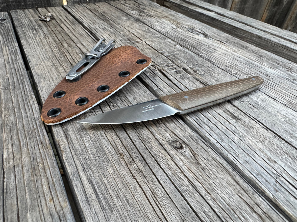 Farmers Market Blade with Brown Micarata Scales and Sheath