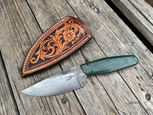 Hand Forged 52100 Blade with Leather Sheath