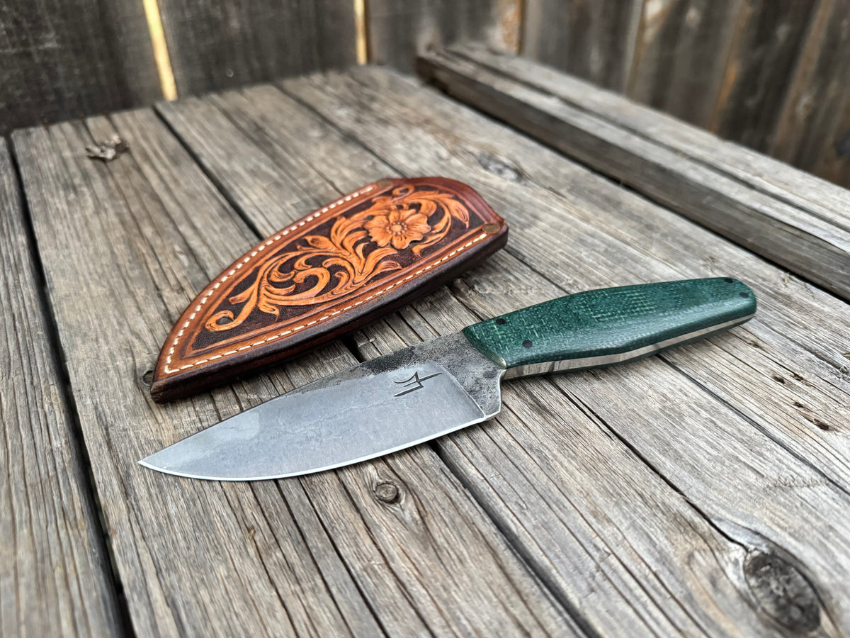 Hand Forged 52100 Blade with Leather Sheath